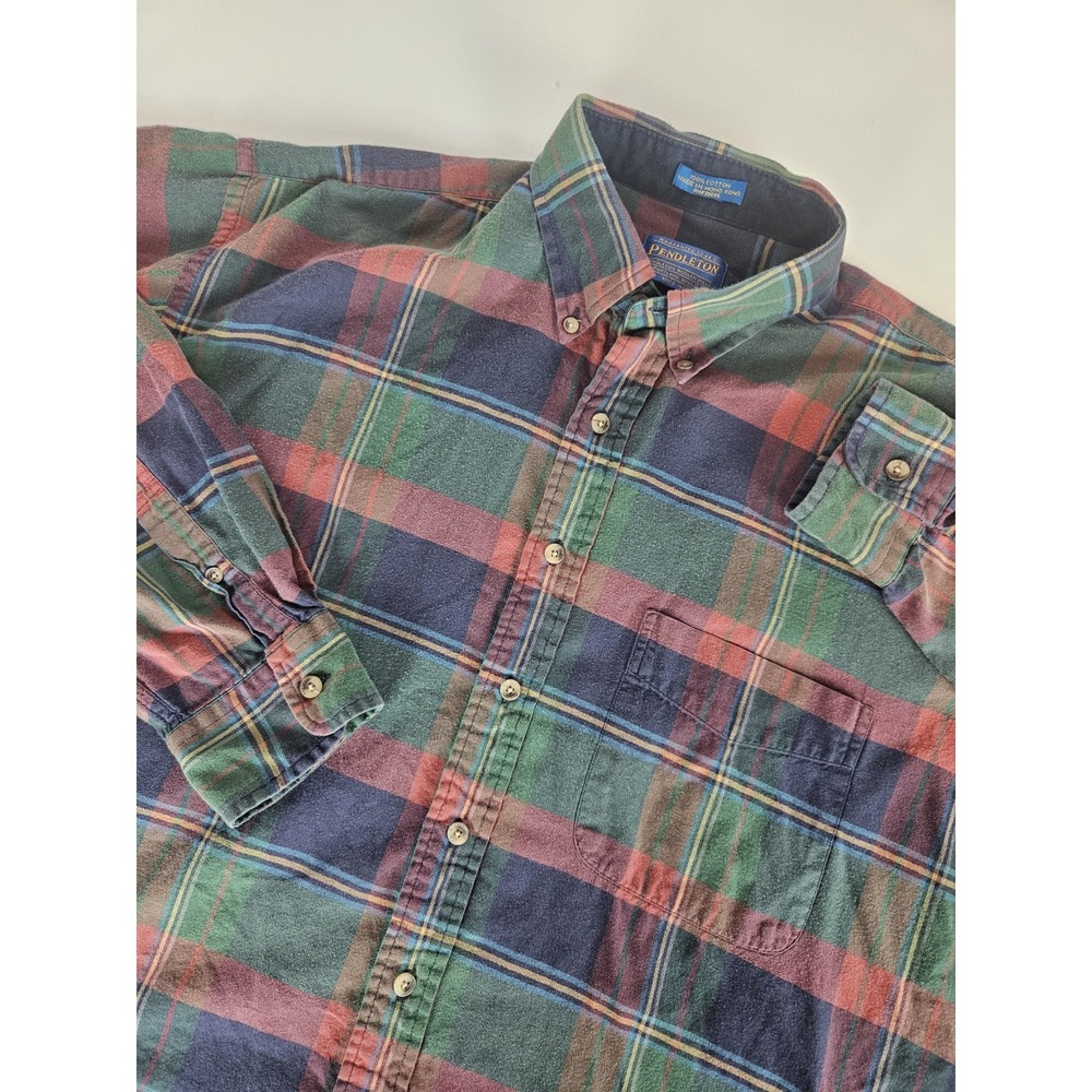 Pendleton Men's Vintage Long Sleeve Button Up Flannel Shirt Plaid XL